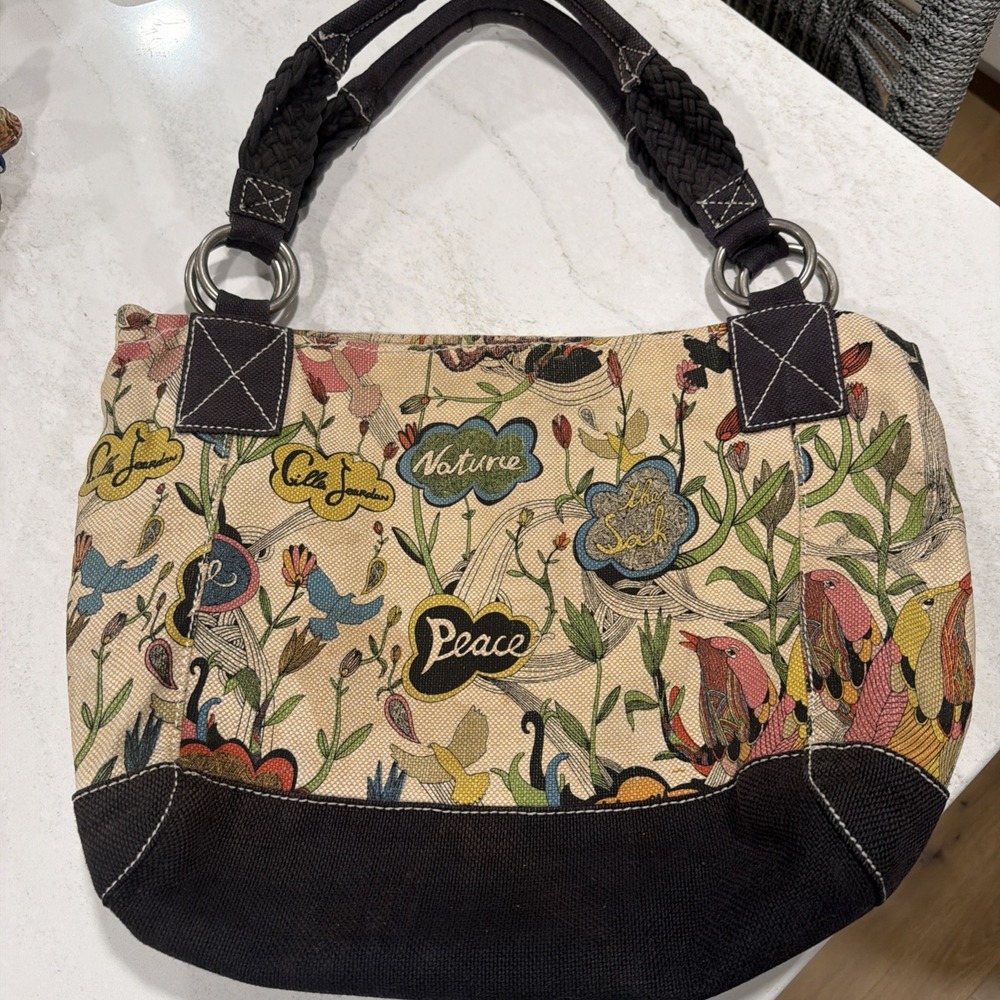 Sakroots Floral Peace Nature Multicolor Shoulder Bag Braided Handle - Picture 1 of 9